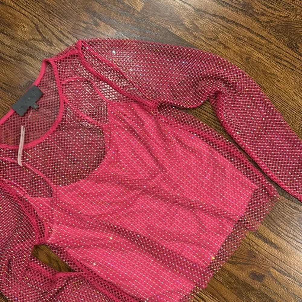 Anthropologie Sunday in Brooklyn mesh sparkle top